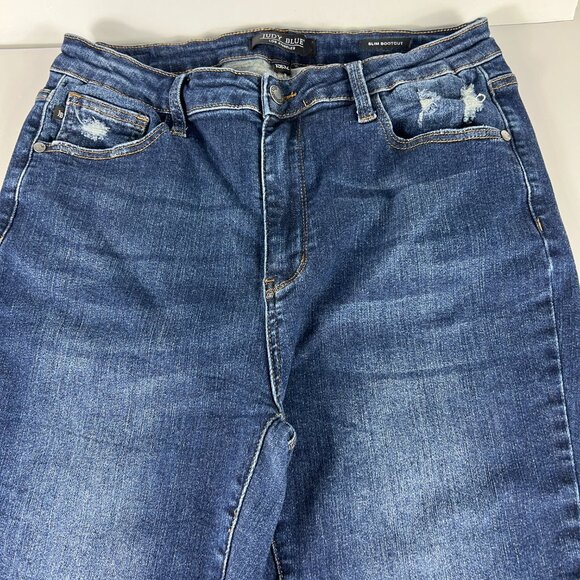 Judy Blue Jeans Women's 32x28* High Rise Slim Boot Cut Blue Stretch Denim Tag 32 - Picture 2 of 16